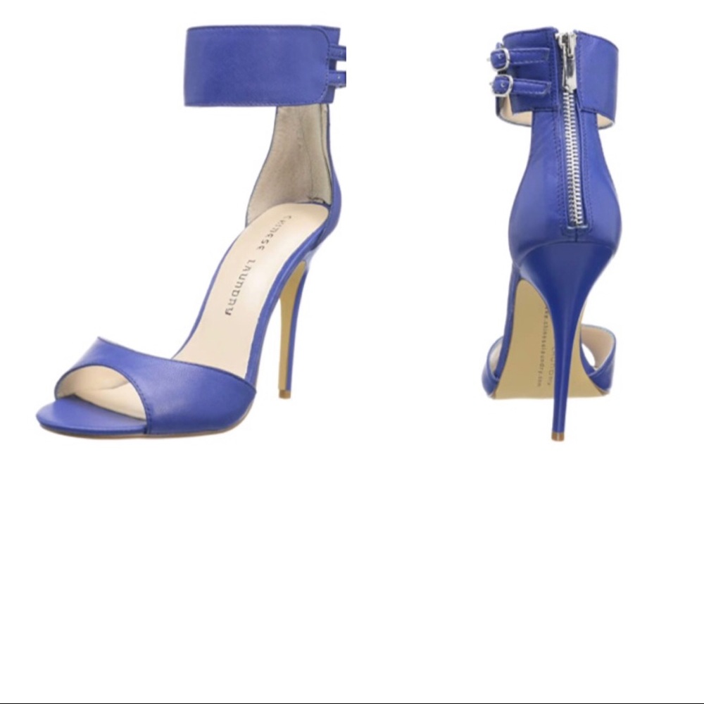 Chinese Laundry Joy Ride Kid Leather Thick Ankle Strap Heels